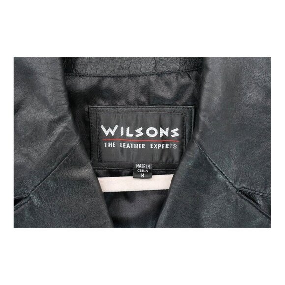 Wilsons The Leather Experts Women's Black Jacket 3 Buttons Front VNeck Sz Medium - Picture 3 of 6